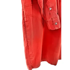 John Mark Shirt Dress Medium Red Long Sleeve 100% Tencel Button Front Roll Tab‎ thumbnail 4