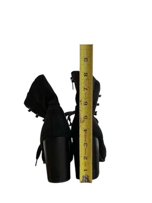 Target Black Lace-Up Block Heel Boots thumbnail 7