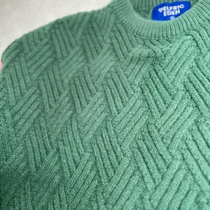 Aelfric Eden Green Crew Neck Sweater with Textured Knit thumbnail 3