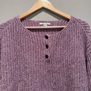 American Eagle Purple Henley Cropped Sweater XS Buttons Round Neck Casual‎ thumbnail 5