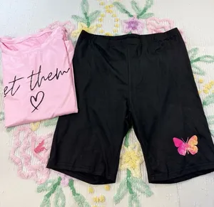SHEIN Curve Pink "Let Them" Graphic Tee & Black‎ Butterfly Biker Shorts Set 3XL thumbnail 1