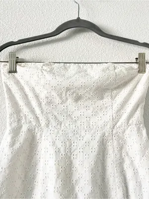 Lovers + Friends White Eyelet Strapless Bridal Bachelorette Mini Dress thumbnail 3