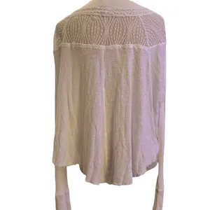 Free people Spring Valley Lace Trim Ivory Knit‎ Top Oversized Size XS thumbnail 7