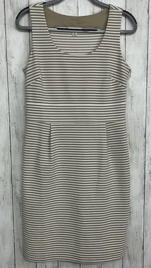 Banana Republic Brown White Striped Midi Dress 10 Sheath Career Workwear Chic thumbnail 1