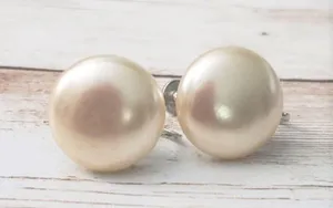 Vintage Clip On Earrings With Screw To Tighten - Faux Pearl Just Over 5/8" thumbnail 2