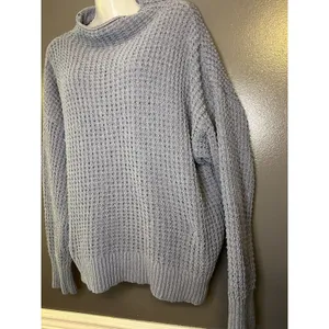 American Eagle Outfitters Sweater Womens XL Gray Waffle Knit Mock Neck Pullover thumbnail 4