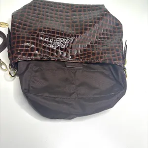 Antonio Melani Brown Patent Leather Croc Embossed Woven Chain Handle Bag thumbnail 5