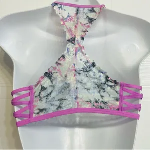 Pink Victoria's‎ Secret Bralette Small Purple Tie Dye Lace Strappy Racerback thumbnail 4