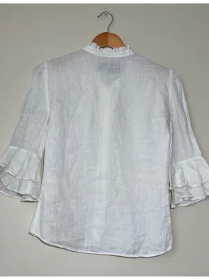 Reformation Linen Ruffle Shirt thumbnail 6