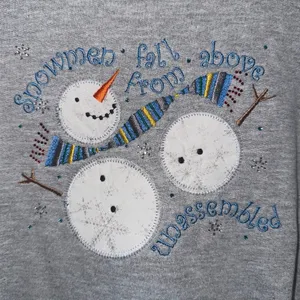 MC Sportswear Gray embroidered Sweatshirt Snowmen Fall From Above Vintage large thumbnail 2