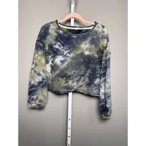 POL Cropped Tie Dye Sweatshirt Raw Edge Distressed‎ Oversized S Festival Indie thumbnail 2