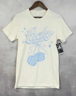 Lacrosse Unlimited Lucky Laxer Graphic Tee Top Women‎ Small Dice Preppy Sporty thumbnail 1