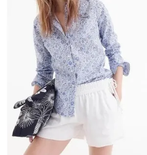 J Crew 100% Linen Side Tie Pull On Hi-Rise Shorts G4710 White XS thumbnail 13