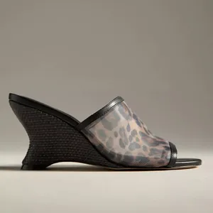 NWT Anthropologie Maeve Leopard Mesh Mule Heels Size 7 thumbnail 3