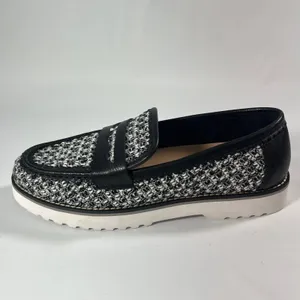 NYDJ Owen Penny Loafers‎ Bouclé Fabric Upper / Leather Trim Lug Sole Shoes 9M thumbnail 7