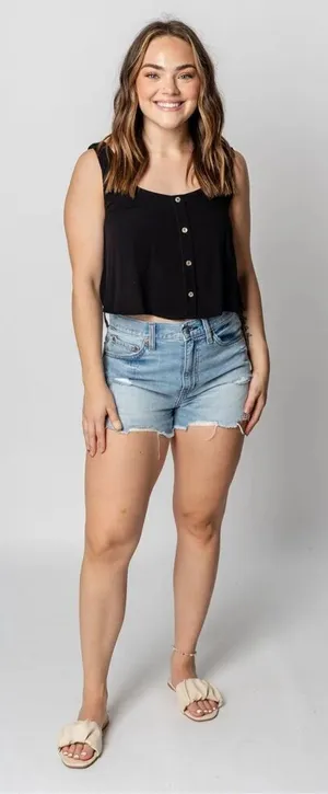 ✨Free People Black Crinkle Button Front Swing Crop Sz Medium Top✨ thumbnail 1
