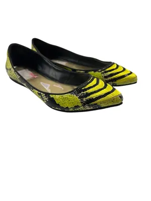 Embroidered Womens Size 6.5 Snake Ballet Casual Flats Green & Black thumbnail 2