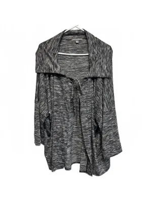 Kate & Mallory Gray Heathered Knit Drop Shoulder Tie Poncho Top Plus Size 3X thumbnail 3