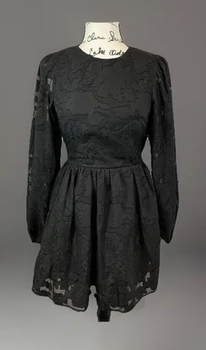 Nasty Gal Collection Black‎ Floral Mini Dress Long Sleeve Open Back UK 6 US 2 thumbnail 1