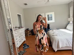 Shore Brand printed smocked midi dress thumbnail 2
