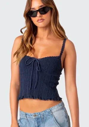 Edikted navy blue lace tank top thumbnail 1