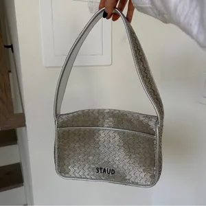Staud Tommy Shoulder Beaded Bag in Silver thumbnail 12
