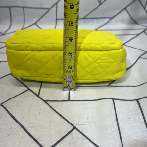 Tula Cosmetic Bag Small Yellow Quilted Double Zip Makeup Pouch‎ thumbnail 9
