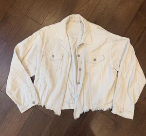 Altar'd State Off White Cropped Trucker Corduroy Jacket Large - C66-004 thumbnail 1