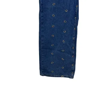 Cider Women's Jeans All Over Scatter Logo "C"‎ Wide Leg Flare Denim Blue Medium thumbnail 3