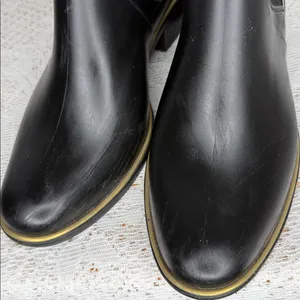 Kate Spade New York Sedgewick Chelsea rain boots gold trim sz 10 thumbnail 4
