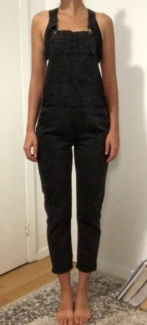 Topshop Black Slim Leg Overalls thumbnail 1