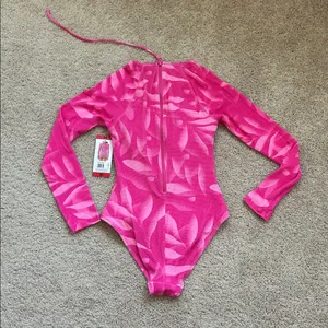 Hurley Pink Long Sleeve Swimsuit. M thumbnail 12