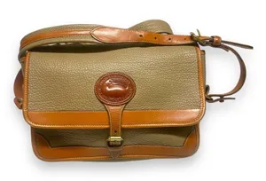 Dooney & Bourke Taupe Brown Purse Handbag Tote All Weather Leather USA‎ Vintage thumbnail 1