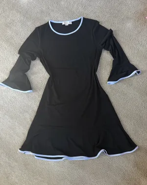 Michael Kors Black & White Trim Bell Sleeve Dress Size M thumbnail 2