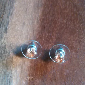 Champagne Color Simulated Diamond Sterling Silver Stud Earrings thumbnail 6