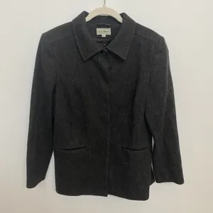 LL Bean Vintage '90s Dark Gray Wool Button‎ Down Jacket Size 10 thumbnail 5