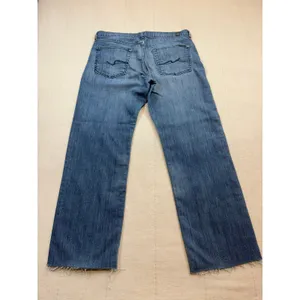 7 For All Mankind | Straight Blue Jeans Standard Fit‎ Raw Hem | Women's 33 thumbnail 2