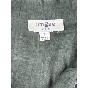 Umgee Green Short Sleeve Frayed Hem Button Down Shirt Small 100%‎ Rayon Boho Top thumbnail 3