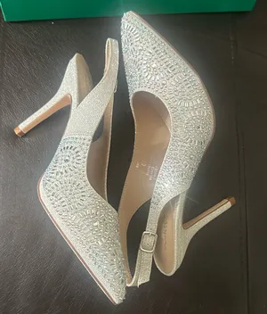 Lauren Lorraine Rachel Silver Shimmer Pointed Toe Embellished Slingback Pumps thumbnail 9