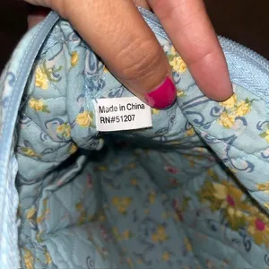 Floral‎ Quilted Mini Tote Bag Cotton Cottagecore Shabby Chic Prairie Blue Small thumbnail 8