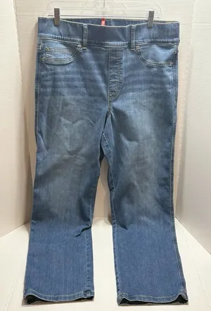 SPANX Jeans Womens 1X Tall Vintage Indigo High Rise Pull On Flare Leg thumbnail 1