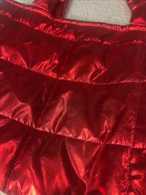 Shiny Quilted Red Tote Bag for Women thumbnail 2
