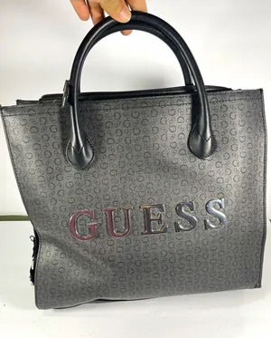 GUESS Gray/Black Logo Print Satchel Top Handle Bag Zip w/ Detachable Strap thumbnail 1