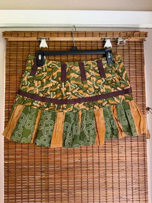 Vintage ANGIE Low Rise Patchwork Ruffle Mini Skirt Y2K Small thumbnail 2