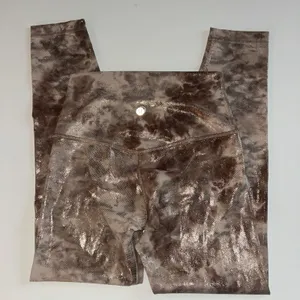 Lululemon Rose Gold Metallic Patterned Foil Leggings Comfortable Casual size 4 thumbnail 4