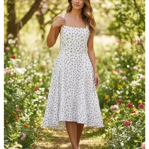 Hutch White Daisy Floral Midi Dress SIZE 12 Apron Designer Cottage Sundress $370 thumbnail 3