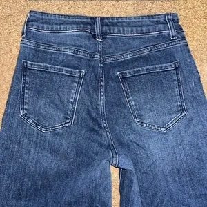 Quince Stretch High Rise Patch Pocket Wide Leg Jeans Midnight Blue 27‎ thumbnail 5