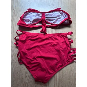 B45 New Womens AMI 2Pc Red Bikini Set High Waisted Strappy Large Waist 30-31" thumbnail 3