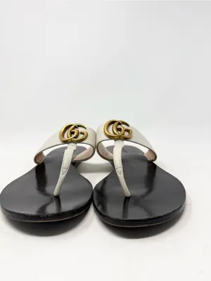 Gucci Marmont GG Thong Sandals Mystic White Flat Slide Flip Flops EU Size 39.5 thumbnail 11