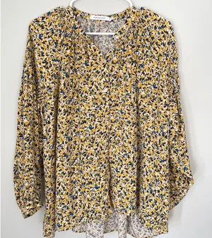 American Holic Floral Print Blouse Top Long Sleeve Button Down‎ Womens Medium thumbnail 1